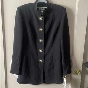 LINI Women's Black Blazer with Gold Buttons